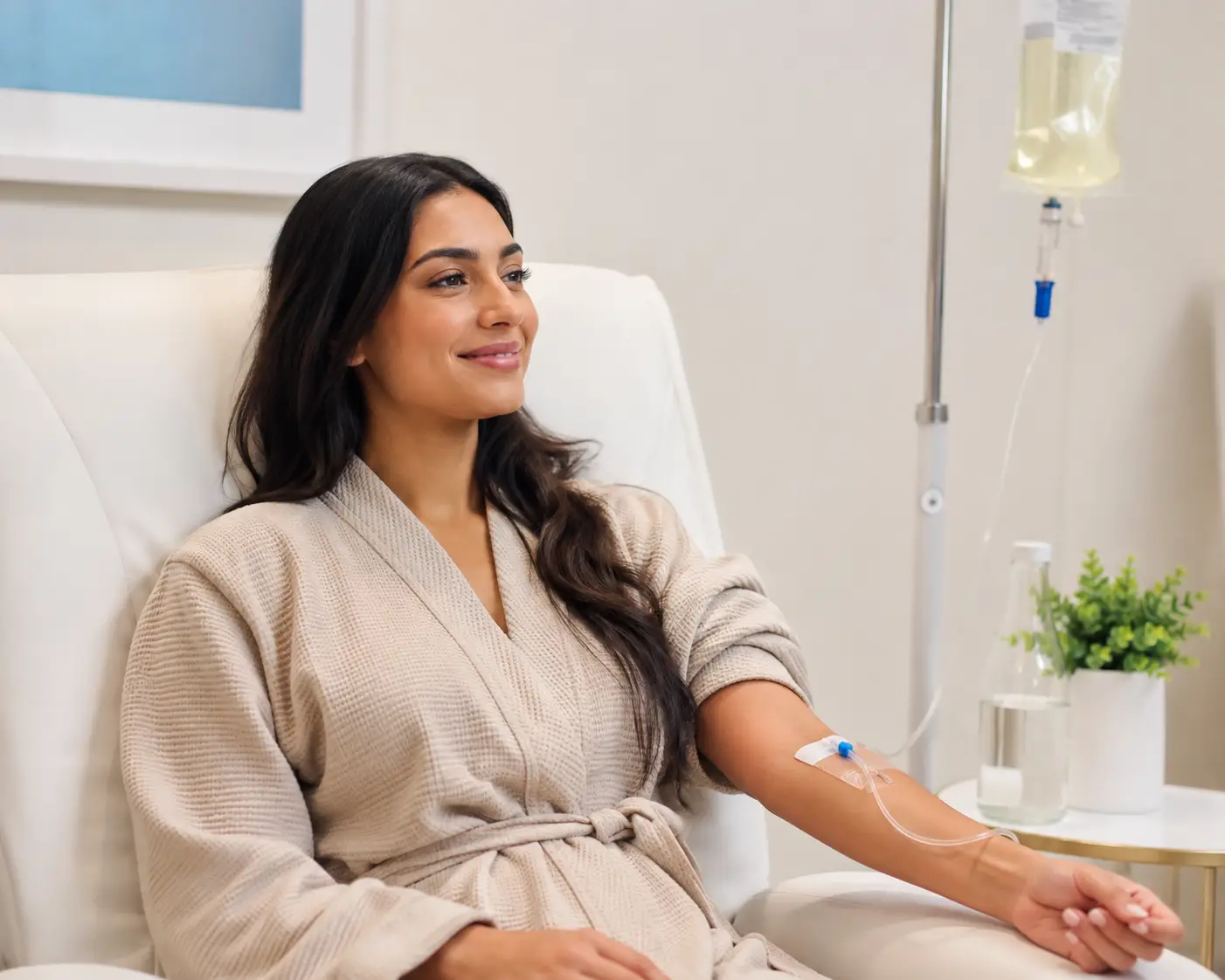 Woman receiving IV therapy as part of mobile therapy Brampton services